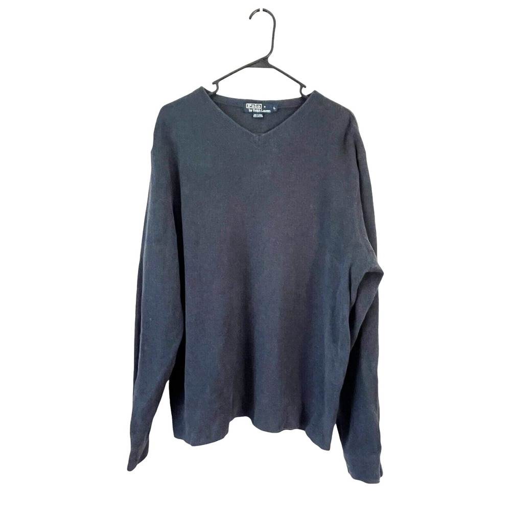 Polo Ralph Lauren‎ Men's Long Sleeve Slate Blue V Neck Sweater Size L
